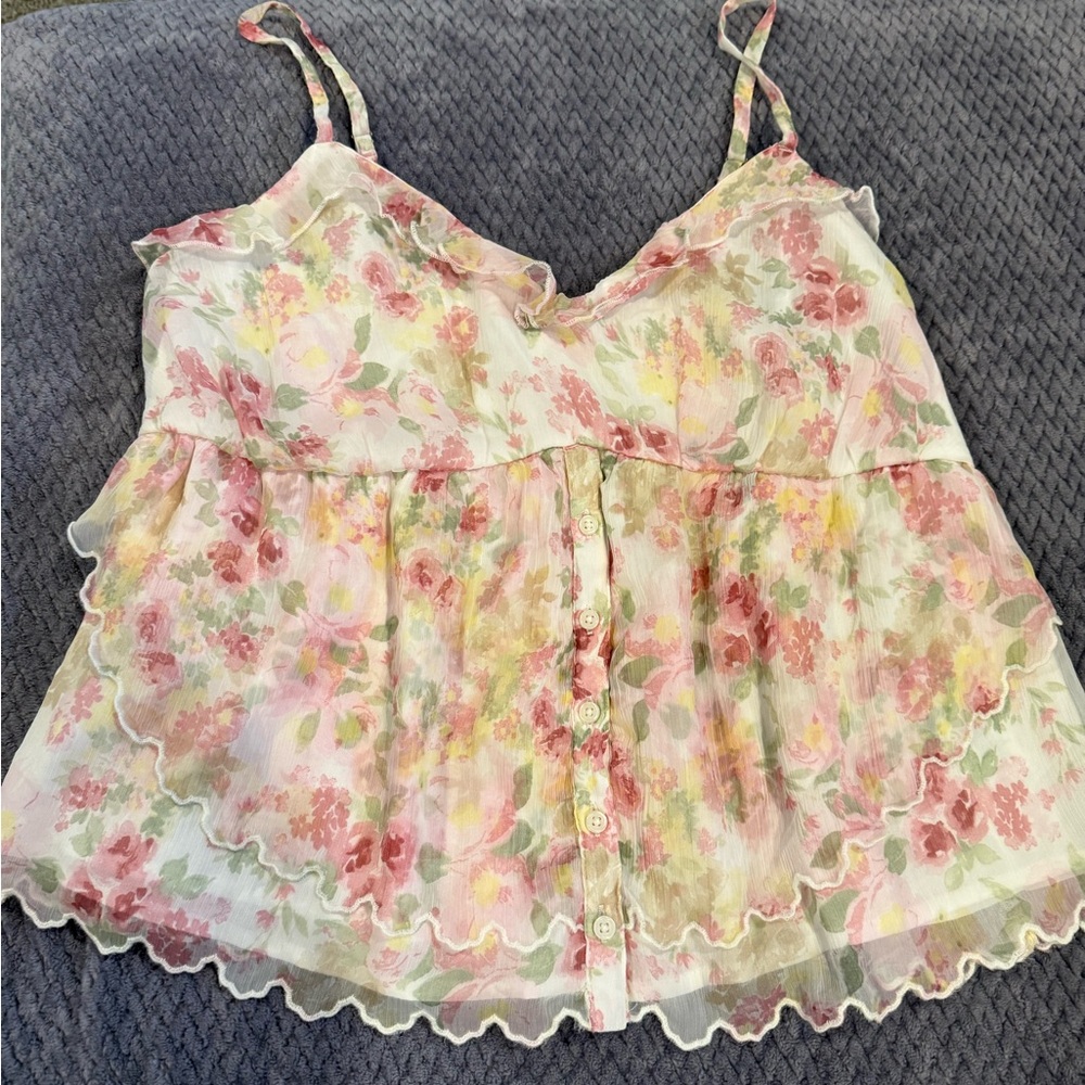 Hollister Floral Camisole in Pink and Cream